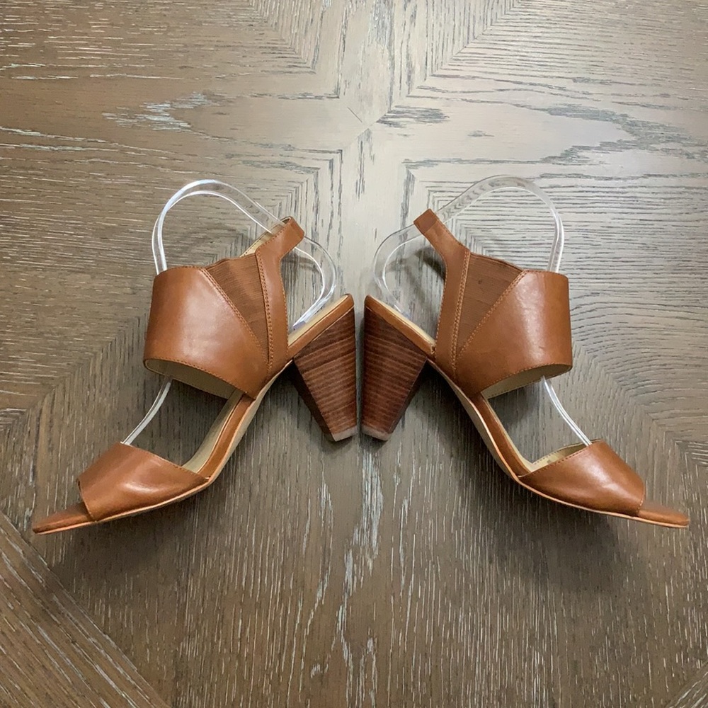 Karl Lagerfeld Paris Floquet brown strappy leather sandal heels Size 9.5M - Picture 11 of 17